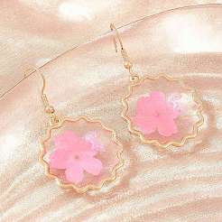 Ohrringe aus Legierung und getrockneten Blumen&nbsp;AL-Z001-03G