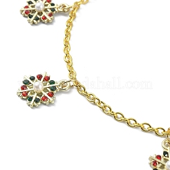 Браслет-подвеска в виде снежинки из сплава со стразами и акриловыми бусинами из искусственного жемчуга BJEW-JB09786