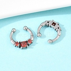 Кольца для носа из нержавеющей стали 316 с красными кубическими цирконами и паве&nbsp;AJEW-C044-14AS