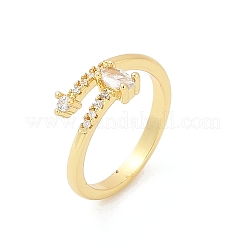 Овальные латунные кольца-манжеты с микропаве из прозрачных кубических цирконий для женщин&nbsp;RJEW-G343-24G