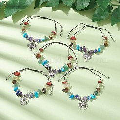 Bracelets de perles tressées avec pierres précieuses naturelles et synthétiques chakra&nbsp;BJEW-JB09824