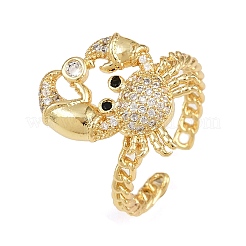 Латунные микро проложить манжеты кольца кубического циркония&nbsp;RJEW-P167-02B-G