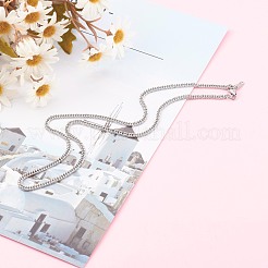 Не тускнеющие ожерелья из кубинской цепи с бриллиантовой огранкой из нержавеющей стали 304&nbsp;NJEW-JN03368-01