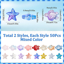 100шт 2 стиля прозрачные стеклянные бусины GLAA-SC0002-48