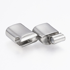 変色しにくい304ステンレススチール製マグネット留め具  長方形  ステンレス鋼色  23x10x6mm  穴：4x8mm&nbsp;X-STAS-F130-92P