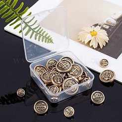 合金シャンクボタン  アンカー付きのフラットラウンド  アンティーク黄金  11.5~24.5x7.5~10.5mm  穴：2mm  40個/箱&nbsp;BUTT-OC0001-01AG