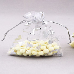 20 шт. 2 стильных мешочка из органзы с принтом в виде сердца&nbsp;OP-LP0001-04