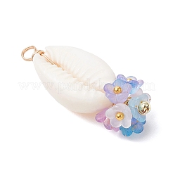 6 шт. 6-цветная натуральная ракушка каури с подвесками в виде акриловых цветов&nbsp;PALLOY-JF04524