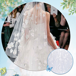 Сетчатая ткань с вышитым узором из листьев DIY-WH0671-010