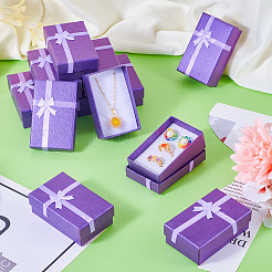 Прямоугольные бумажные подарочные коробки для хранения ювелирных изделий с бантом CON-TAC0014-09A