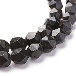 合成ゴールドラインターコイズビーズ  スターカットラウンドビーズ  多面カット  染め  ブラック  7.5~8mm  穴：1.2mm  約47個/連  15.55インチ（39cm）&nbsp;TURQ-F016-03B-06