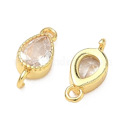 Breloques connecteurs en forme de larme en laiton pavé de zirconiums cubiques&nbsp;KK-P348-09G-03