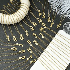 304 нержавеющая сталь прозрачный кубический цирконий сердце и буква подвеска панцирное ожерелье цепочка для женщин NJEW-FS00012-27P