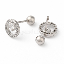 Кольцо латунные микропаве прозрачные кубические цирконии серьги для хряща EJEW-L289-02P-05