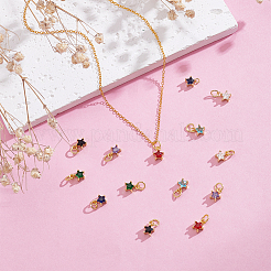 14 шт. 7 цвета латунные подвески с микропаве и кубическим цирконием KK-AR0004-77