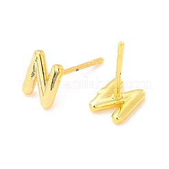 Pendientes de latón con letra inicial hueca&nbsp;EJEW-A044-01G-N
