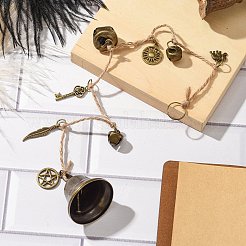 Железный колокольчик с подвеской в виде ключа/пера/слона из сплава HJEW-JM02220