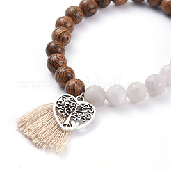 Pulseras elásticas con cuentas de jade blanco natural (teñidas)&nbsp;BJEW-JB05275-01