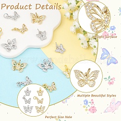 6 шт. 6 стиля латунных подвесок с микропаве из прозрачного кубического циркония&nbsp;ZIRC-YW0001-37