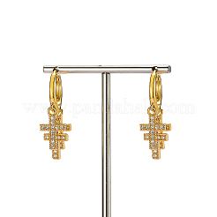 Элегантные серьги-кольца из латуни с прозрачным кубическим цирконием PE6845