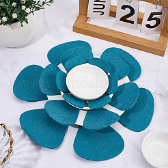 フェルトホットパッド3種類12個  フライパンマット  花  ティール  128~268x128~268x2mm  4個/スタイル&nbsp;AJEW-CP0009-65A
