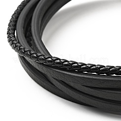 Многорядный браслет из коровьей кожи с магнитными застежками из нержавеющей стали 304 BJEW-H552-02P