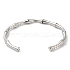 変色しない304ステンレススチール製カフバングル  竹棒バングル  ステンレス鋼色  1/4インチ（0.5cm）  内径：2-3/8x2インチ（6.05x5.2cm）&nbsp;LS-BJEW-H588-01P
