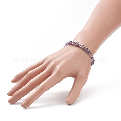 Pulsera deslizante con cuentas de doble capa de amatista natural&nbsp;BJEW-JB08971-01