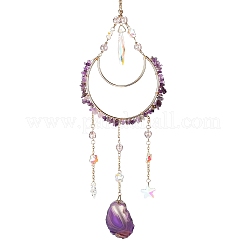 Подвески из лунного железа и натурального аметиста AJEW-Q143-09