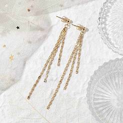 Женские серьги-подвески из латуни с кисточками и цепочкой EJEW-JE05745