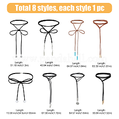 8 шт. набор из 8 стилей ожерелий-лариатов из искусственной замши и нейлонового шнура NJEW-FI0001-32