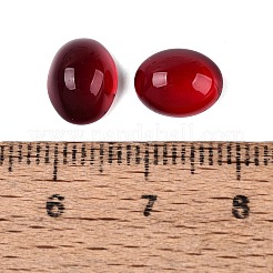 透明ガラスの平らな裏面カボション  オーバル  ファイヤーブリック  10x8x4~5mm&nbsp;GLAA-ZX009-01B