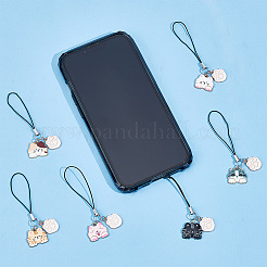 Ремешки для мобильных телефонов из сплава с эмалью и принтом «кошки и лапы» HJEW-AB00588