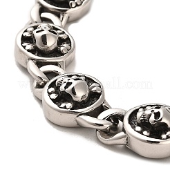 Bracelets à maillons en acier inoxydable 304 avec tête de mort&nbsp;BJEW-E094-08AS