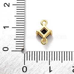 Подвески-коннекторы из латуни с кубическим цирконием в форме ромба KK-F894-12G-04
