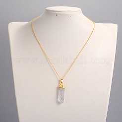Laiton cristal naturel colliers crayon pendentif&nbsp;NJEW-JN01141