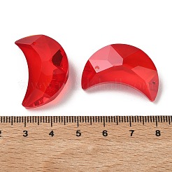 ガラスチャーム  ムーンチャーム  多面カット  レッド  30x20x11mm  穴：1.6mm&nbsp;GLAA-I062-02B-03