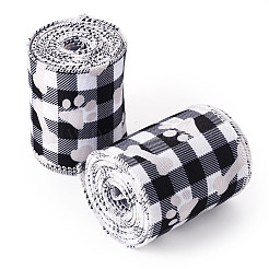 ポリエステルリボン  犬の足跡模様  ブラック  2-1/2インチ（62mm）  5ヤード/ロール&nbsp;OCOR-TAC0034-20A