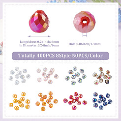 400шт 8 стильные гальванические стеклянные бусины нити&nbsp;EGLA-BY0001-02