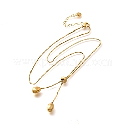 Ожерелья-лариаты из нержавеющей стали 304 с подвеской в виде капли для женщин NJEW-U031-01G