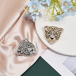 2 шт. 2-цветная брошь-булавка с леопардовым принтом и стразами JEWB-CA0001-27