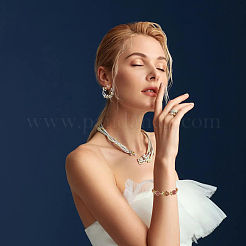 5шт. 5-цветный набор браслетов-цепочек из сплава в виде розы со стразами&nbsp;BJEW-FI0001-63