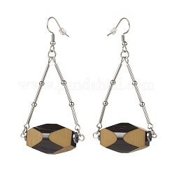 Овальные серьги с подвесками из синтетического гематита и акрила&nbsp;EJEW-JE04975