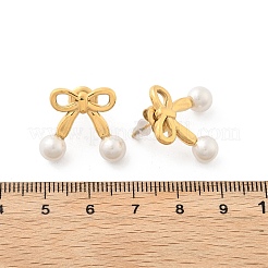 Серьги-гвоздики из пластика и жемчуга из нержавеющей стали 304 EJEW-M072-04G