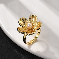 Цветочные латунные кольца для женщин&nbsp;LS-RJEW-S622-05G
