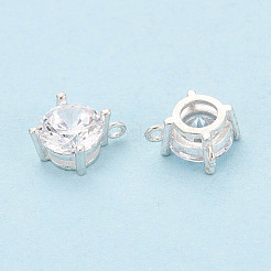 925 плоская круглая подвеска из серебра {925} пробы с прозрачным фианитом и паве&nbsp;STER-T008-69S-02