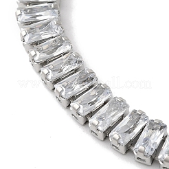 Braccialetti a catena con maglie rettangolari in acciaio inossidabile 304 con zirconi cubici trasparenti per donna&nbsp;LS-BJEW-Z066-01P-03