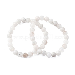 Браслеты из натурального лунного камня с круглыми бусинами для мужчин и женщин BJEW-G743-01G