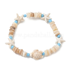 Armbänder aus natürlichen Muschelsplittern und synthetischen Türkisperlen im Ozean-Stil für Damen&nbsp;BJEW-JB13816