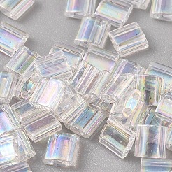 MIYUKIティラビーズ  日本製シードビーズ  2穴  （tl250)クリスタルab  5x5x1.9mm  穴：0.8mm  約590個/50g&nbsp;SEED-X0054-TL250